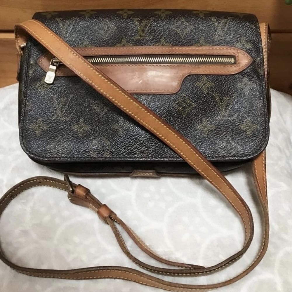 Louis Vuitton Monogram Black and Tan Shoulder Bag